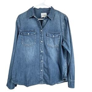 J.Crew Women's Slim Western Chambray Shirt W/2 Chest Pockets